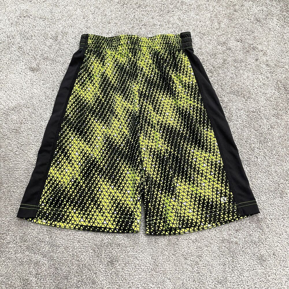 Xersion Active Basketball Shorts Boys Kids Medium Yellow Black Geometric Elastic